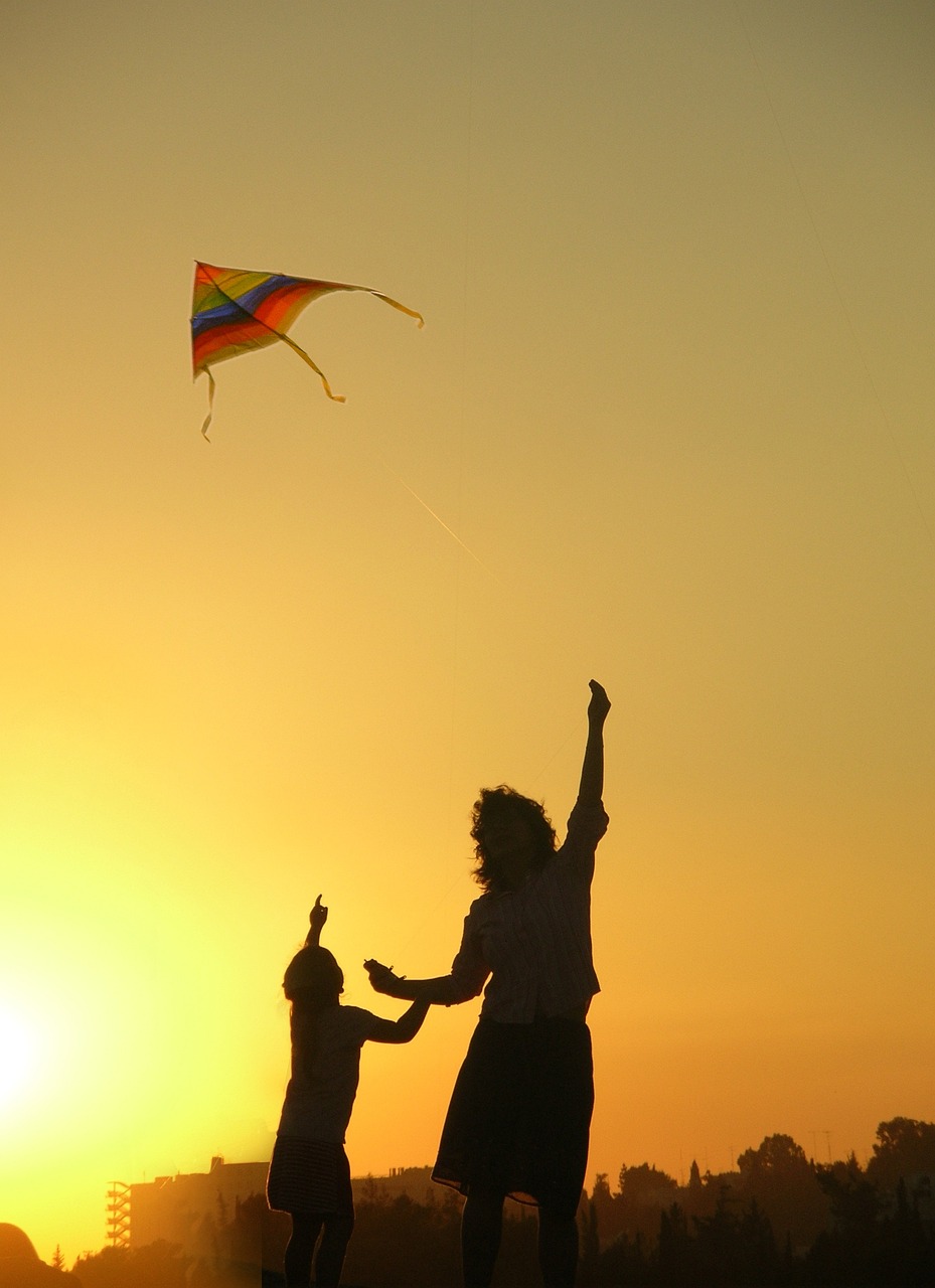 kite, play, family, happy, childhood, happy mothers day, nature, kid, sky, flying, playful, together, summer, child, parent, woman, mother, happiness, activity, game, fun, outdoors, sunset, silhouette, mom, mum
